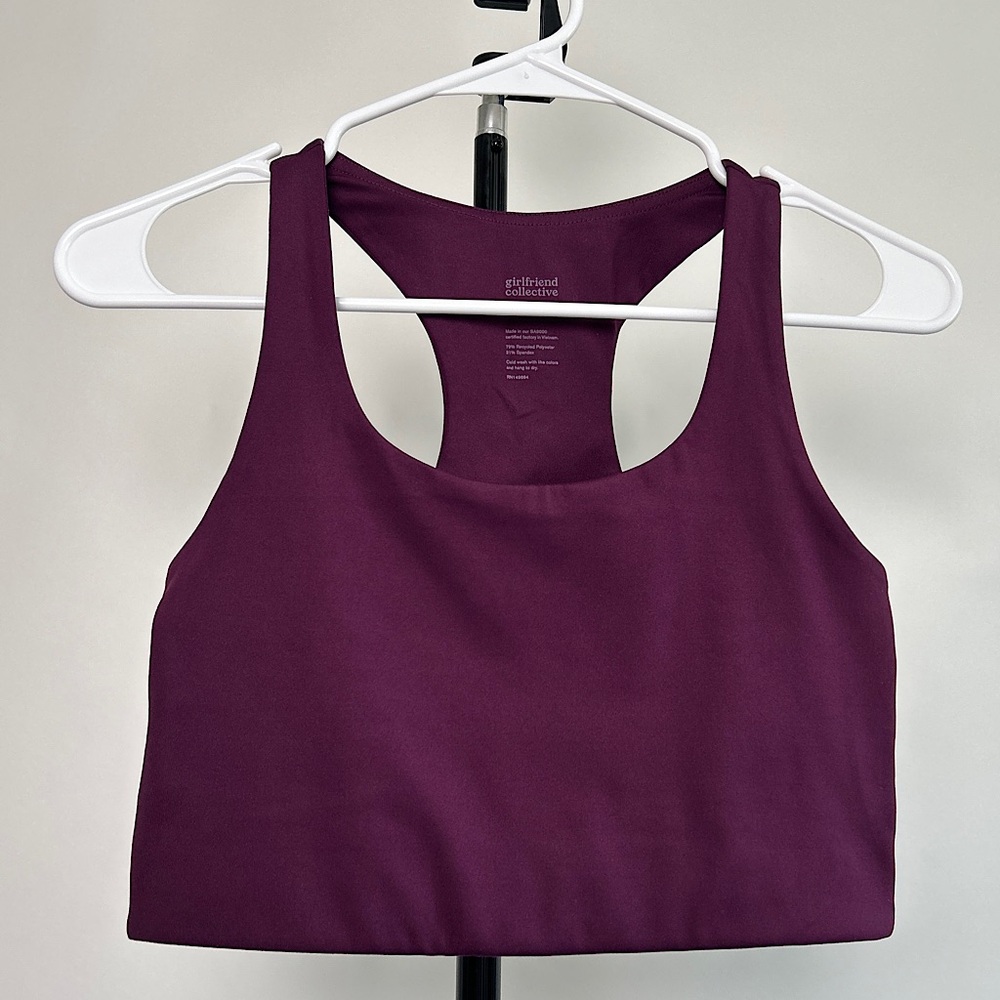 girlfriend collective women’s “Paloma Racerback Bra”, size S, color purple